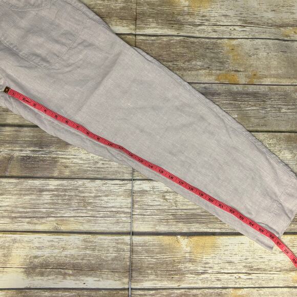 Athleta 100% Linen Woven Tan Relaxed Straight Leg Beachy Trousers Womens Sz 4 - Picture 5 of 10